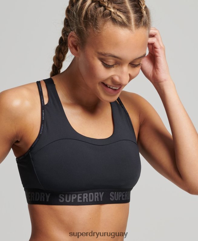 uy Superdry mujer correr sujetador negro DT2N8Z6323 ropa