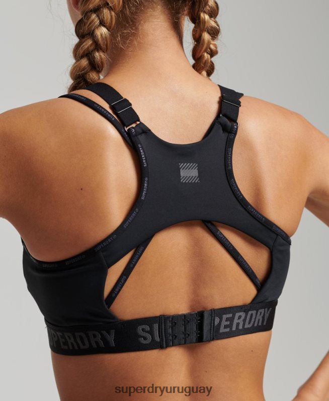 uy Superdry mujer correr sujetador negro DT2N8Z6323 ropa