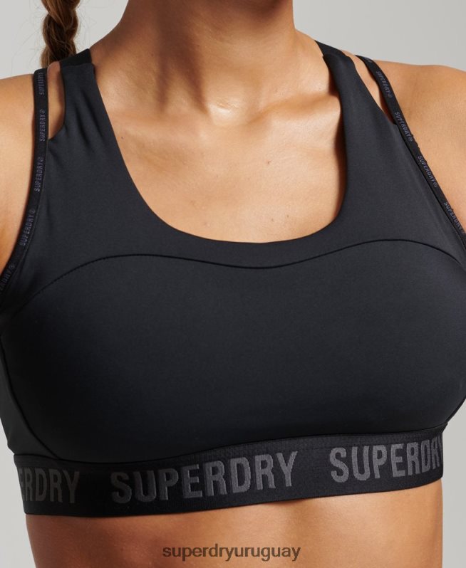 uy Superdry mujer correr sujetador negro DT2N8Z6323 ropa