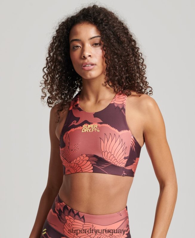 uy Superdry mujer sujetador activo central rojo DT2N8Z4171 ropa