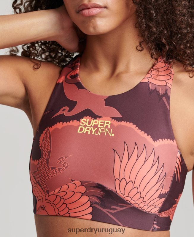uy Superdry mujer sujetador activo central rojo DT2N8Z4171 ropa