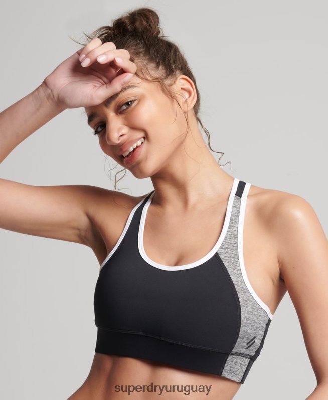 uy Superdry mujer sujetador asimétrico de entrenamiento gris DT2N8Z6341 ropa
