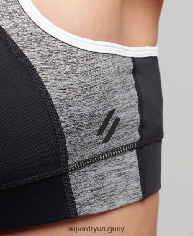 uy Superdry mujer sujetador asimétrico de entrenamiento gris DT2N8Z6341 ropa