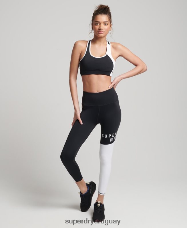 uy Superdry mujer sujetador asimétrico de entrenamiento negro DT2N8Z6346 ropa
