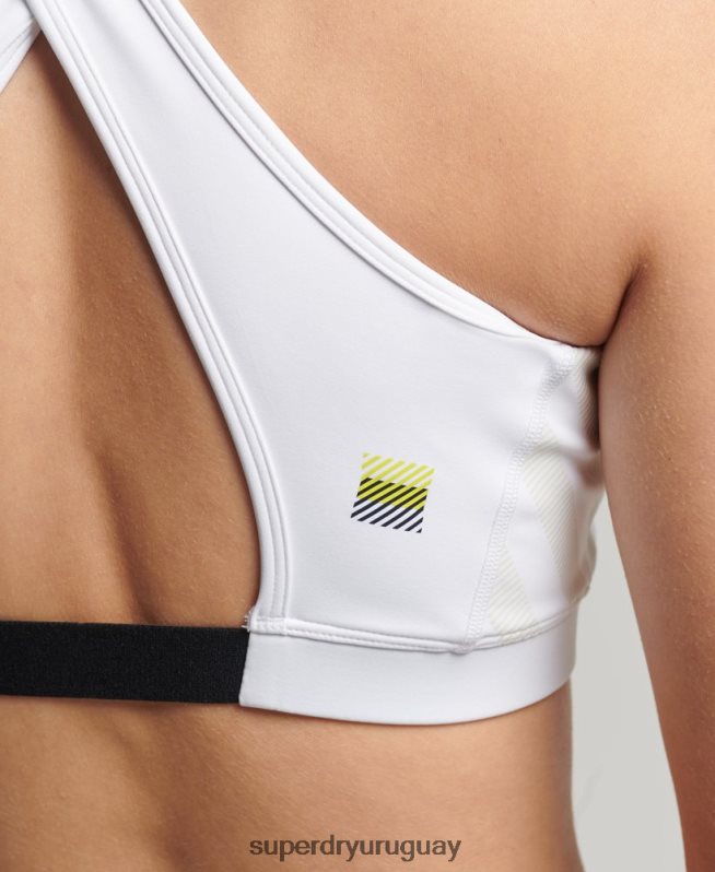 uy Superdry mujer sujetador con cierre de impacto medio de tren blanco DT2N8Z4208 ropa