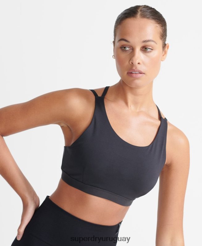 uy Superdry mujer sujetador con espalda cruzada flexible negro DT2N8Z4209 ropa