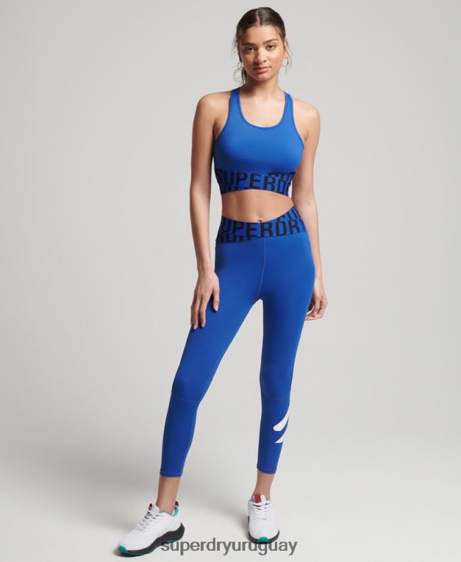 uy Superdry mujer sujetador cruzado de entrenamiento azul DT2N8Z6319 ropa