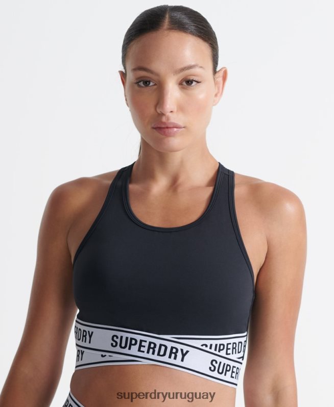 uy Superdry mujer sujetador cruzado de entrenamiento negro DT2N8Z4187 ropa