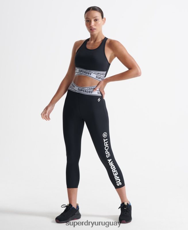 uy Superdry mujer sujetador cruzado de entrenamiento negro DT2N8Z4187 ropa