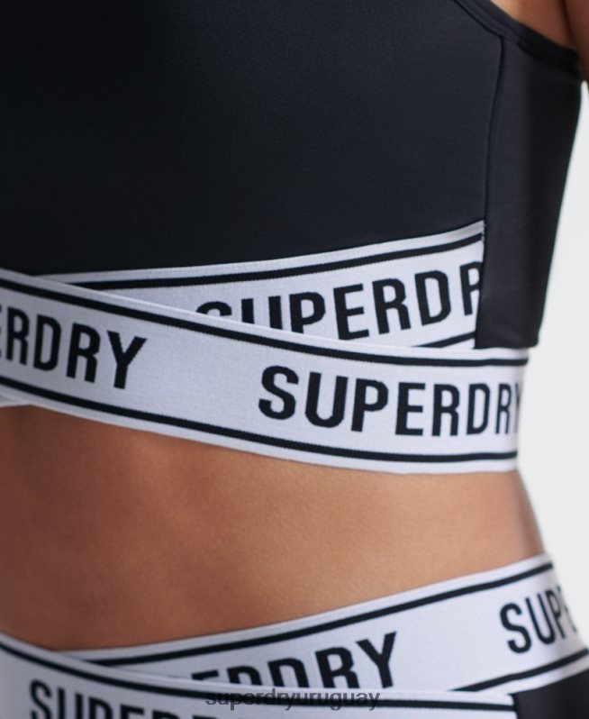 uy Superdry mujer sujetador cruzado de entrenamiento negro DT2N8Z4187 ropa