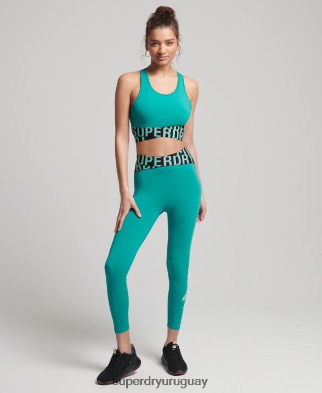 uy Superdry mujer sujetador cruzado de entrenamiento verde DT2N8Z6347 ropa