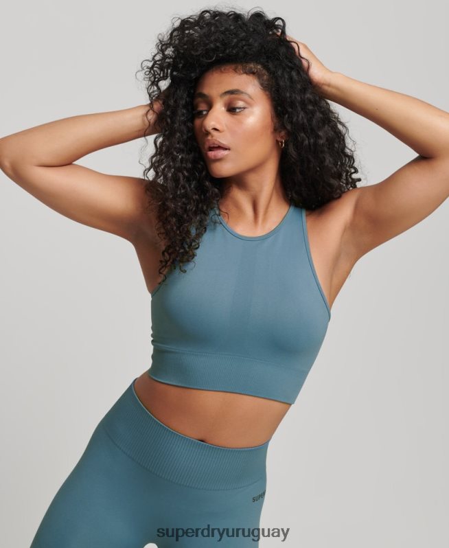 uy Superdry mujer sujetador de impacto medio sin costuras Core azul DT2N8Z4178 ropa