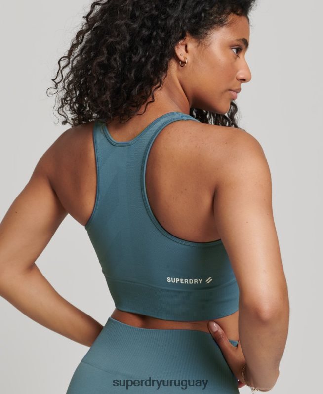 uy Superdry mujer sujetador de impacto medio sin costuras Core azul DT2N8Z4178 ropa