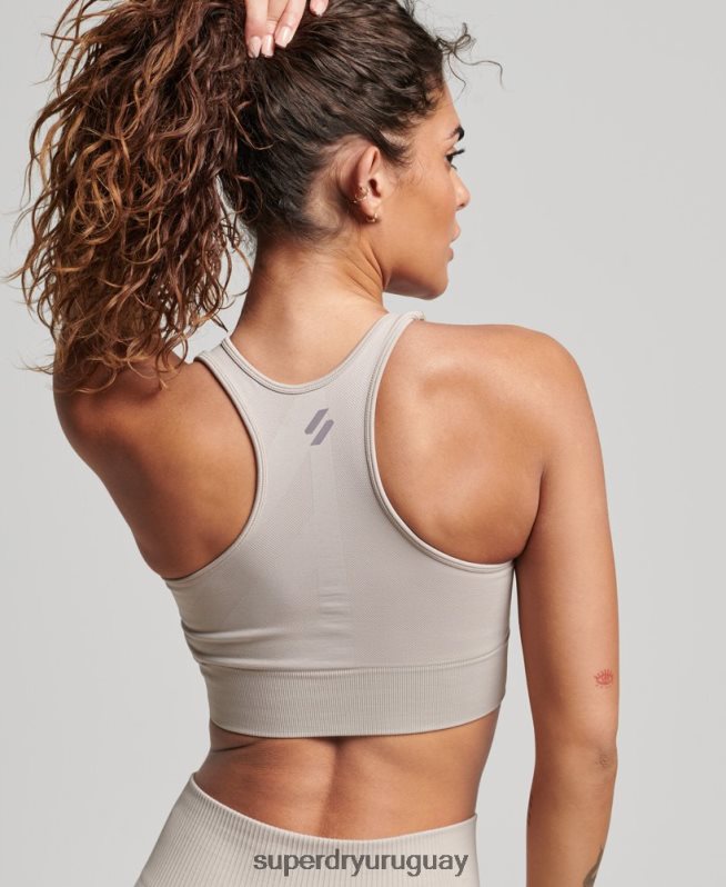 uy Superdry mujer sujetador de impacto medio sin costuras Core beige DT2N8Z4174 ropa