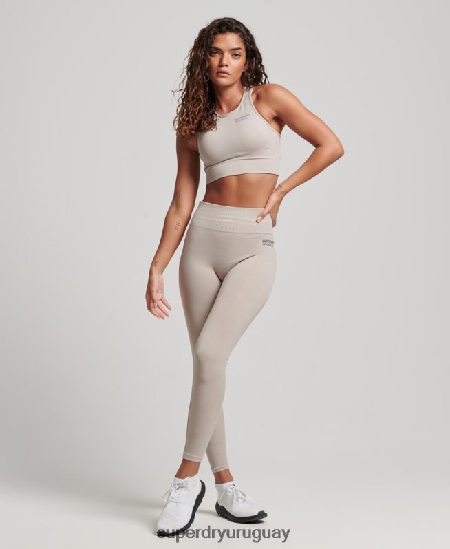 uy Superdry mujer sujetador de impacto medio sin costuras Core beige DT2N8Z4174 ropa