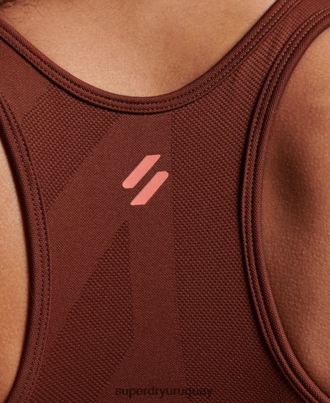 uy Superdry mujer sujetador de impacto medio sin costuras Core marrón DT2N8Z4184 ropa