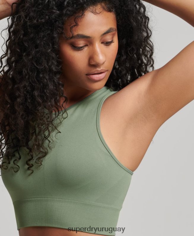 uy Superdry mujer sujetador de impacto medio sin costuras Core verde DT2N8Z4169 ropa
