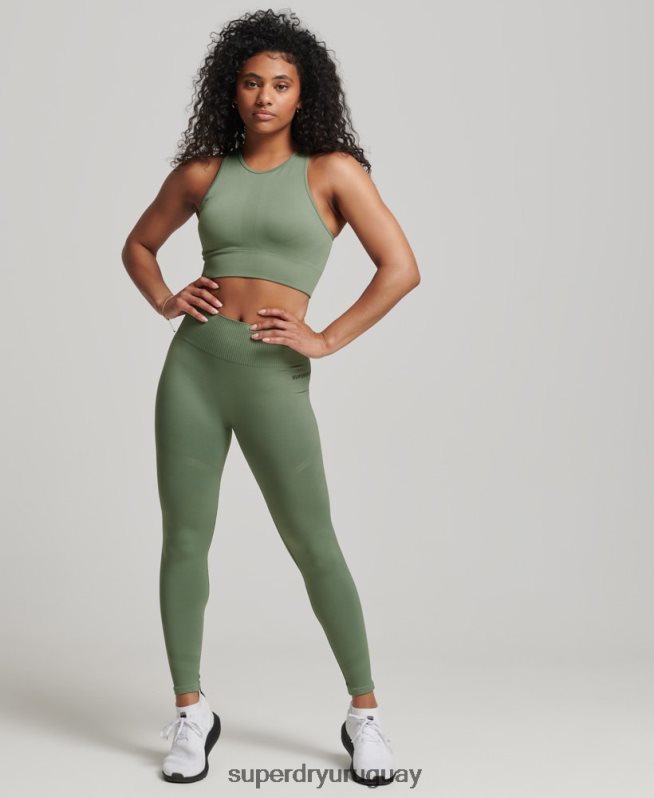 uy Superdry mujer sujetador de impacto medio sin costuras Core verde DT2N8Z4169 ropa