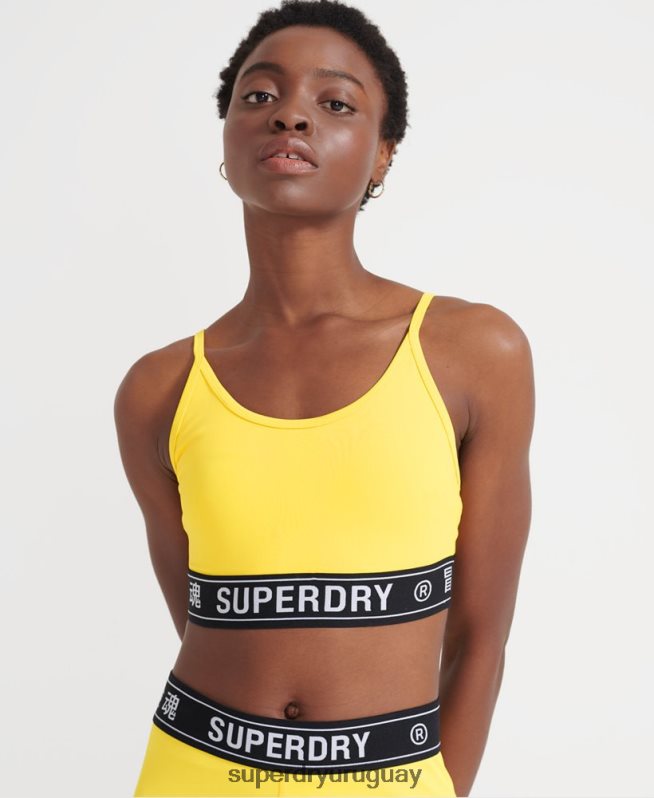 uy Superdry mujer sujetador deportivo con logo amarillo DT2N8Z4210 ropa