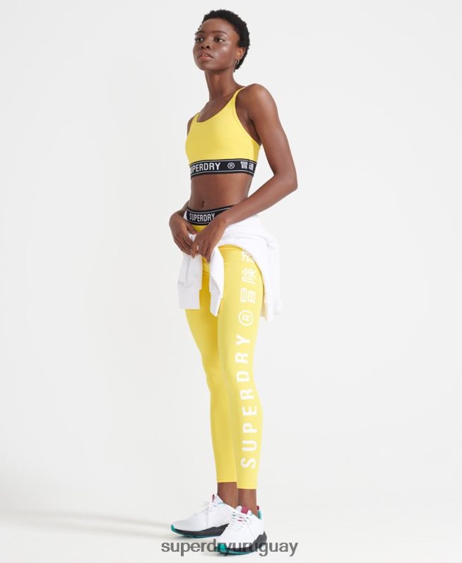 uy Superdry mujer sujetador deportivo con logo amarillo DT2N8Z4210 ropa
