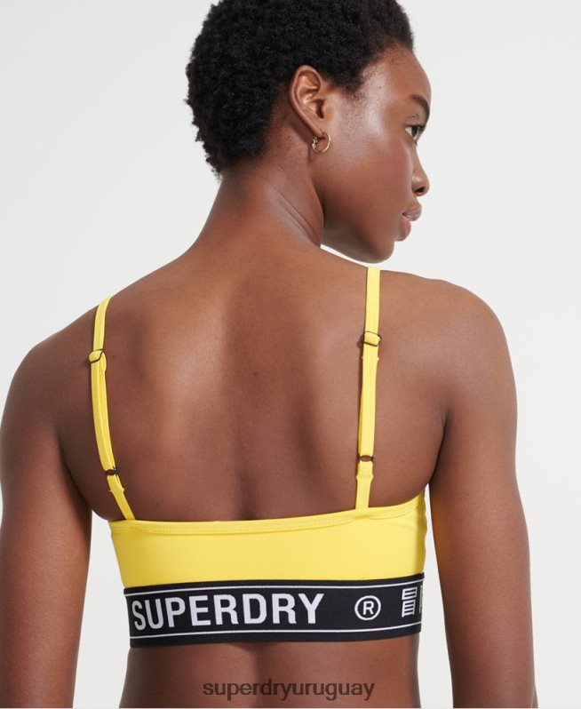 uy Superdry mujer sujetador deportivo con logo amarillo DT2N8Z4210 ropa