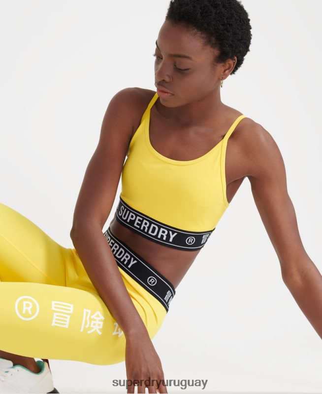 uy Superdry mujer sujetador deportivo con logo amarillo DT2N8Z4210 ropa