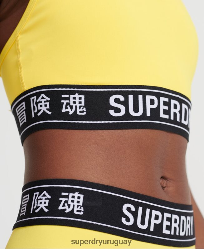 uy Superdry mujer sujetador deportivo con logo amarillo DT2N8Z4210 ropa