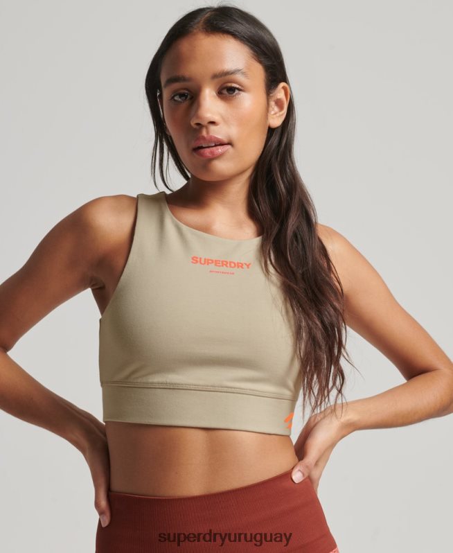 uy Superdry mujer sujetador deportivo con núcleo de algodón orgánico beige DT2N8Z4175 ropa