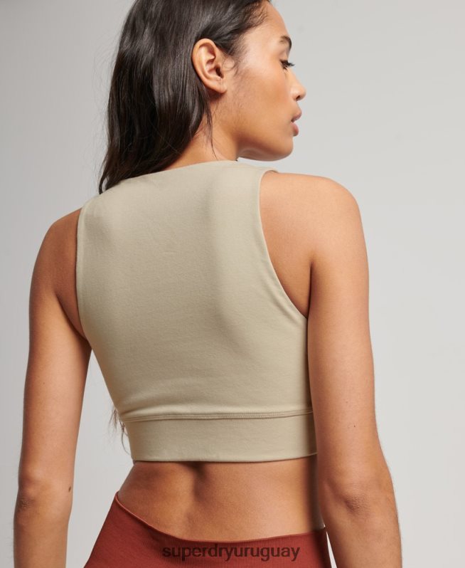 uy Superdry mujer sujetador deportivo con núcleo de algodón orgánico beige DT2N8Z4175 ropa