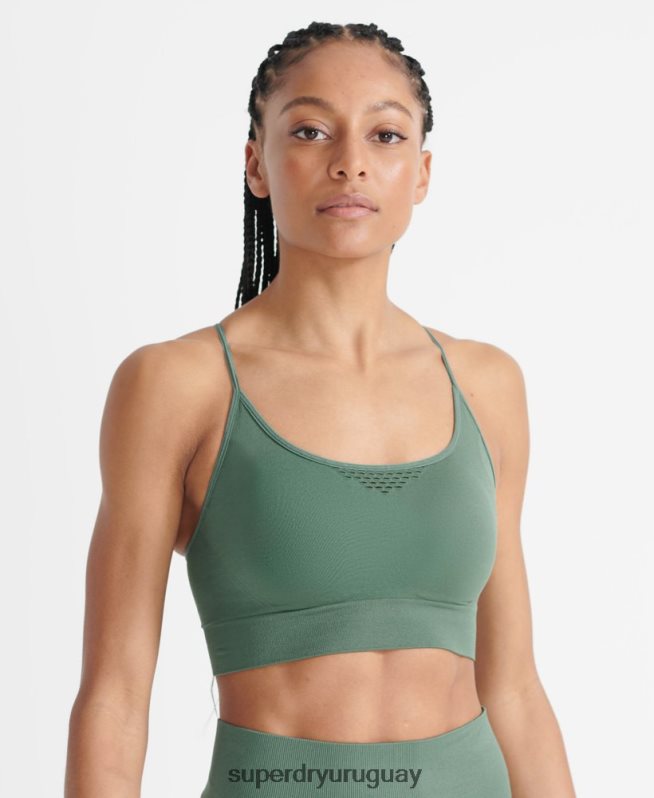 uy Superdry mujer sujetador deportivo de entrenamiento sin costuras caqui DT2N8Z6351 ropa
