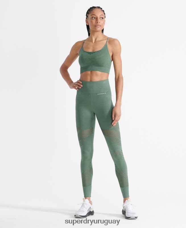 uy Superdry mujer sujetador deportivo de entrenamiento sin costuras caqui DT2N8Z6351 ropa