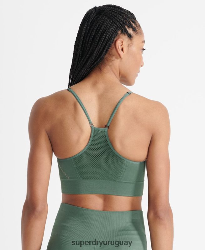 uy Superdry mujer sujetador deportivo de entrenamiento sin costuras caqui DT2N8Z6351 ropa