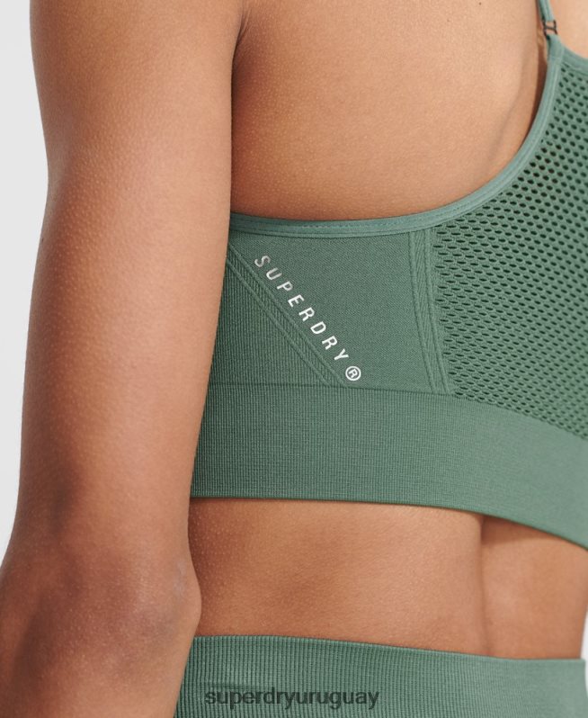 uy Superdry mujer sujetador deportivo de entrenamiento sin costuras caqui DT2N8Z6351 ropa