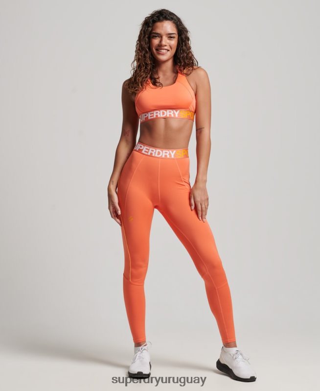 uy Superdry mujer sujetador elástico con la marca del tren naranja DT2N8Z4179 ropa