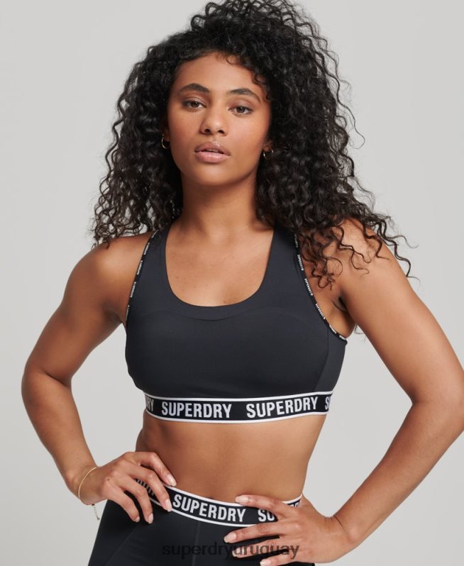 uy Superdry mujer sujetador elástico con la marca del tren negro DT2N8Z6325 ropa