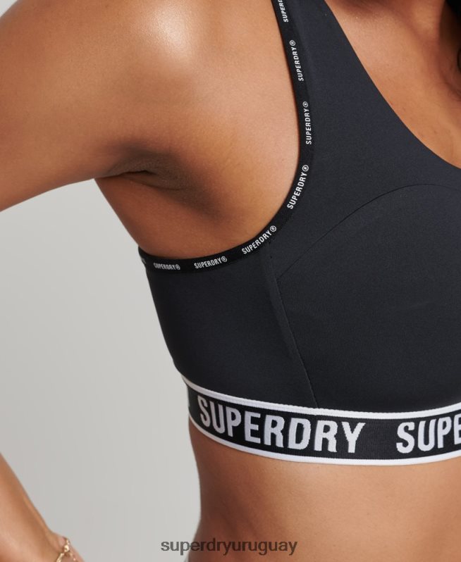 uy Superdry mujer sujetador elástico con la marca del tren negro DT2N8Z6325 ropa