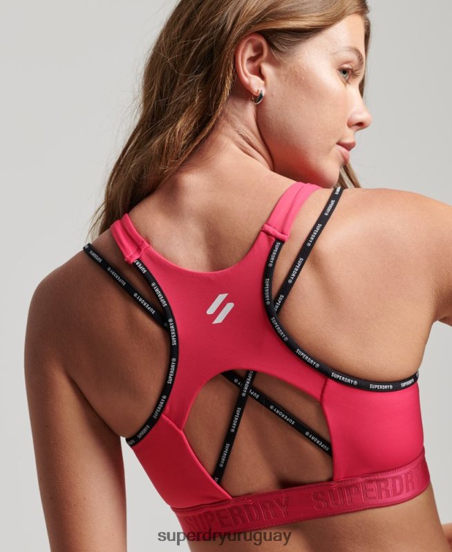 uy Superdry mujer sujetador elástico con la marca del tren rosa DT2N8Z4182 ropa