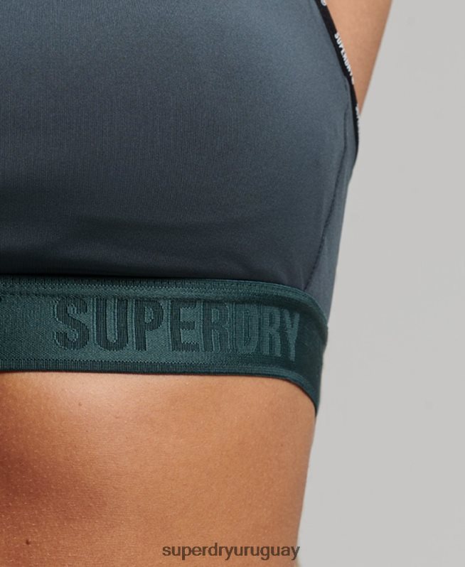 uy Superdry mujer sujetador elástico con la marca del tren verde DT2N8Z4180 ropa