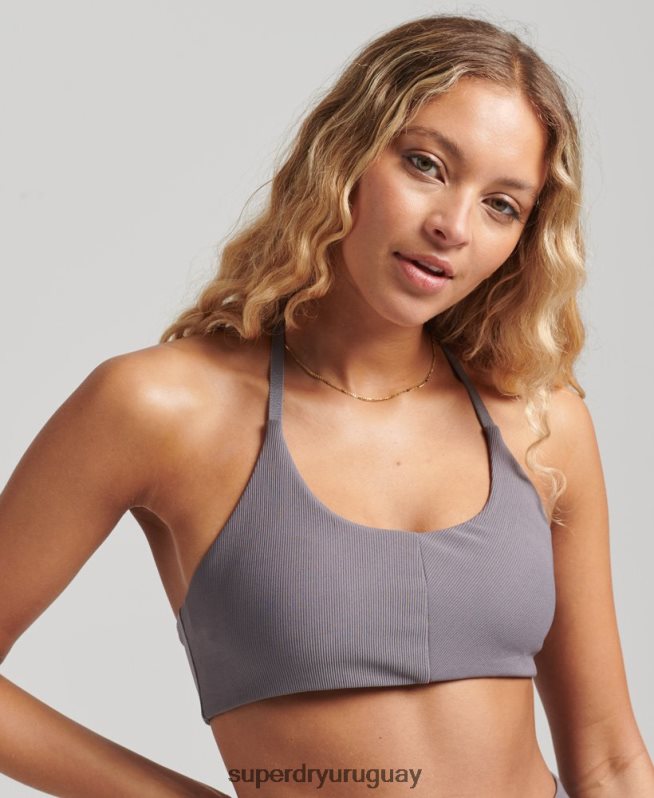 uy Superdry mujer sujetador flex asimétrico de bajo impacto gris oscuro DT2N8Z6338 ropa