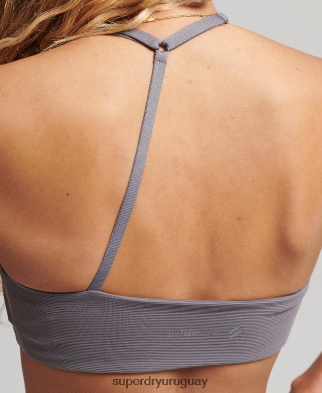 uy Superdry mujer sujetador flex asimétrico de bajo impacto gris oscuro DT2N8Z6338 ropa