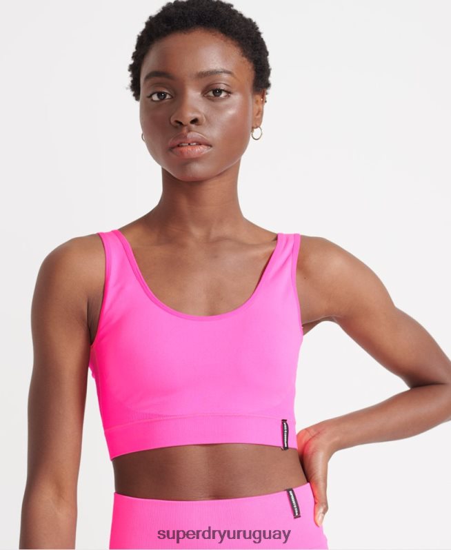uy Superdry mujer sujetador flexible sin costuras rosa DT2N8Z6356 ropa