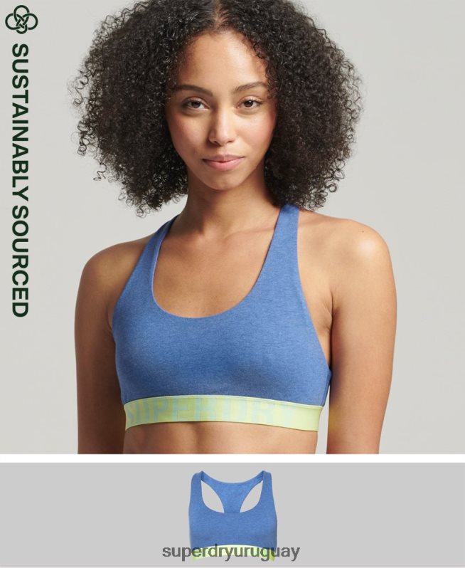 uy Superdry mujer top corto de algodón orgánico con logo grande azul DT2N8Z4277 ropa
