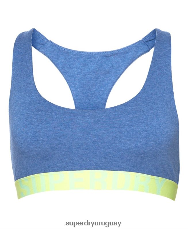 uy Superdry mujer top corto de algodón orgánico con logo grande azul DT2N8Z4277 ropa