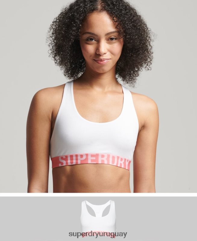 uy Superdry mujer top corto de algodón orgánico con logo grande blanco DT2N8Z4275 ropa