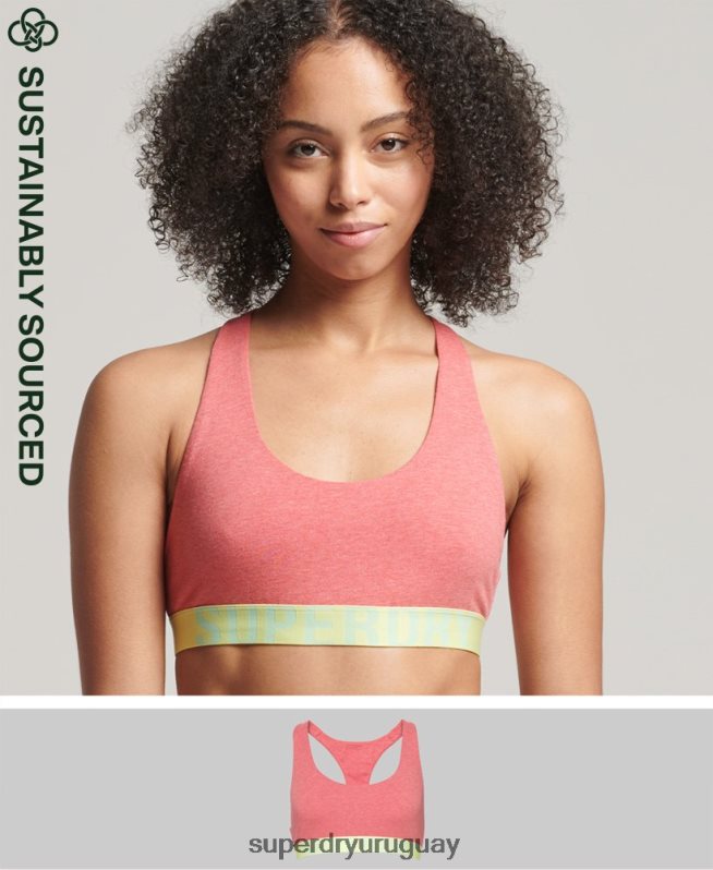 uy Superdry mujer top corto de algodón orgánico con logo grande coral DT2N8Z4214 ropa