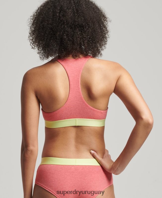 uy Superdry mujer top corto de algodón orgánico con logo grande coral DT2N8Z4214 ropa