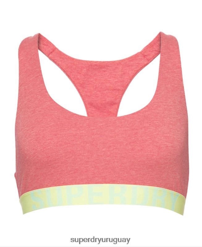 uy Superdry mujer top corto de algodón orgánico con logo grande coral DT2N8Z4214 ropa