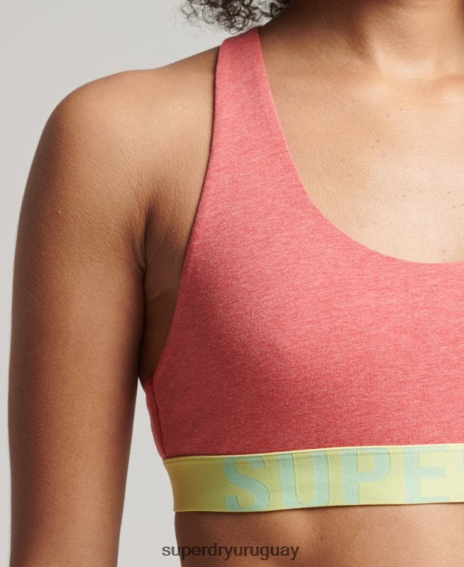 uy Superdry mujer top corto de algodón orgánico con logo grande coral DT2N8Z4214 ropa