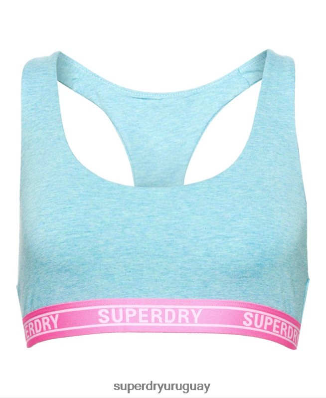 uy Superdry mujer top corto de algodón orgánico con varios logos azul DT2N8Z6572 ropa