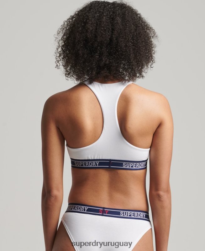 uy Superdry mujer top corto de algodón orgánico con varios logos blanco DT2N8Z6546 ropa